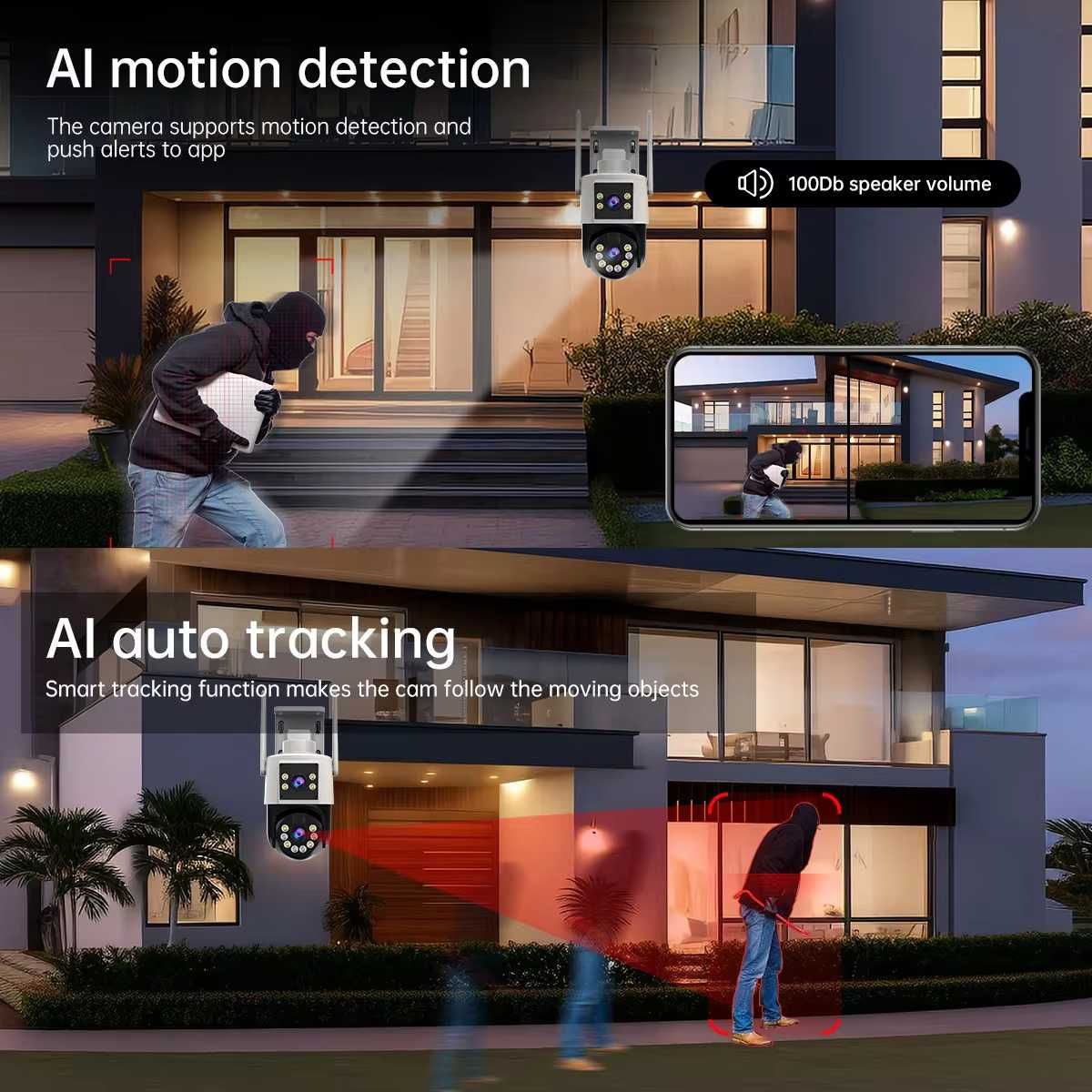 [NOVO] Câmara de Vigilância Exterior Wi-Fi 5K • 2 Lentes • 8 MP + 8 MP