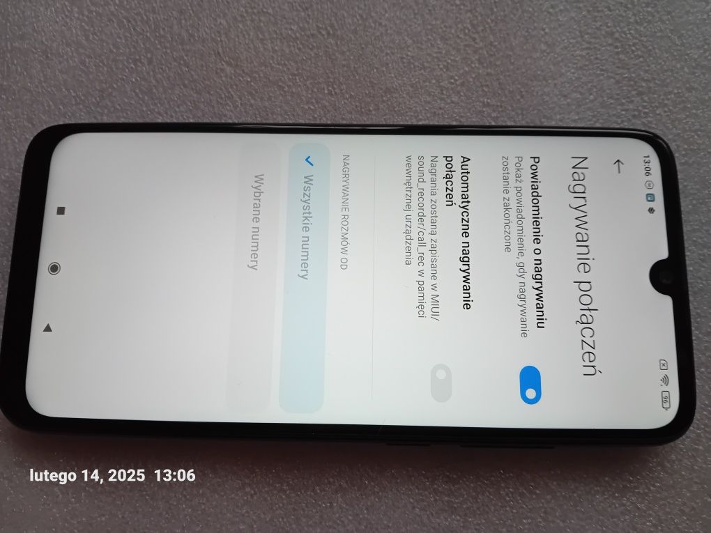 Xiaomi Redmi Note 7 NFC 4/64GB Nagrywanie rozmów tel.