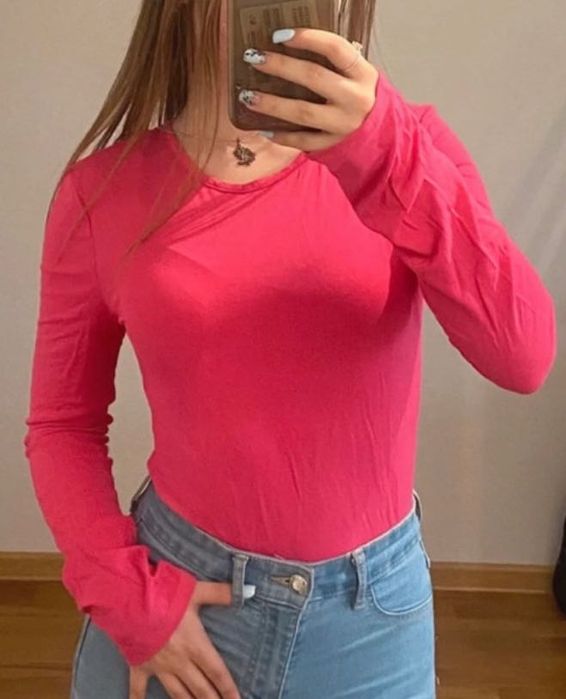 Body różowe długi rękaw missguided rozmiar 34/36