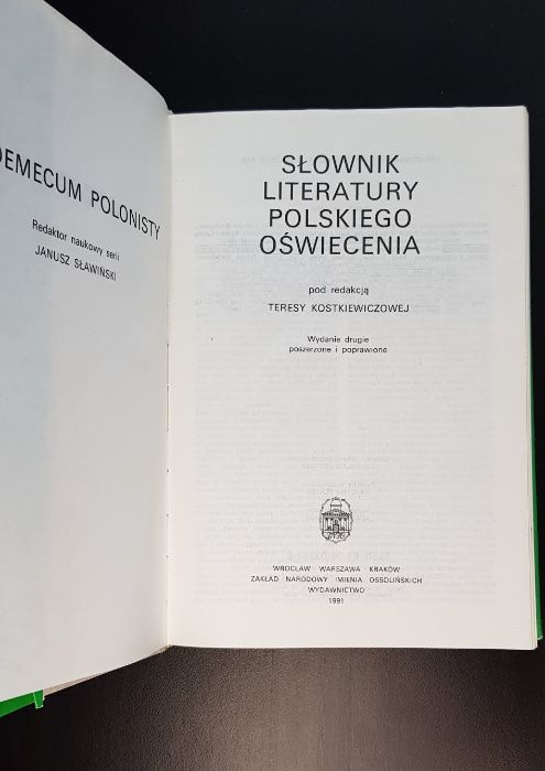 Słownik literatury polskiego oświecenia Vademecum Polonisty Ossolineum