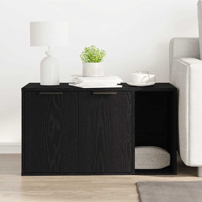 Vidaxl Szafka Na Kuwetę, Czarny Dąb, 80X50X45 Cm