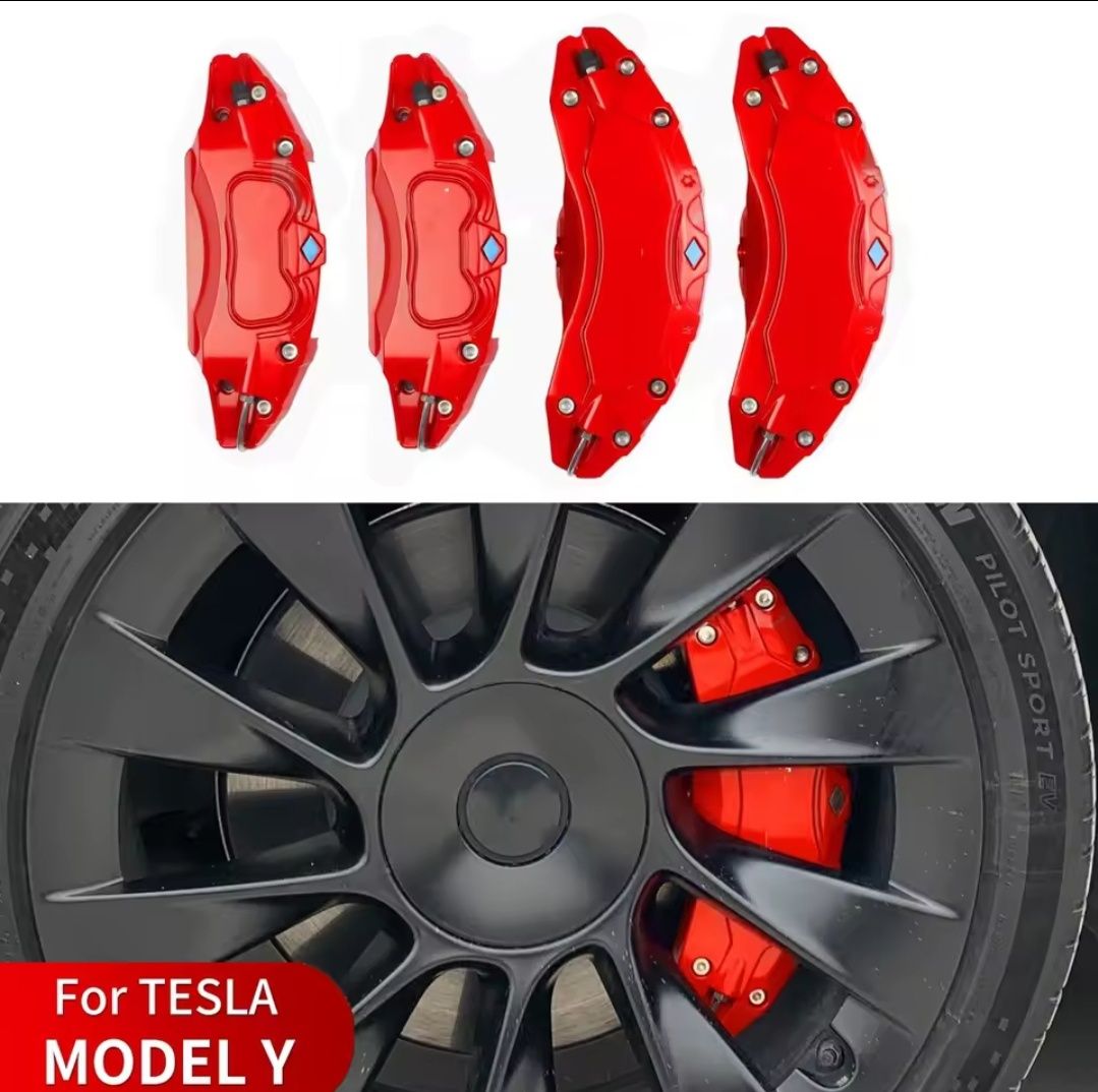 Накладки на супорта червоні 4шт Tesla Model Y 3 Чудовий Подарунок