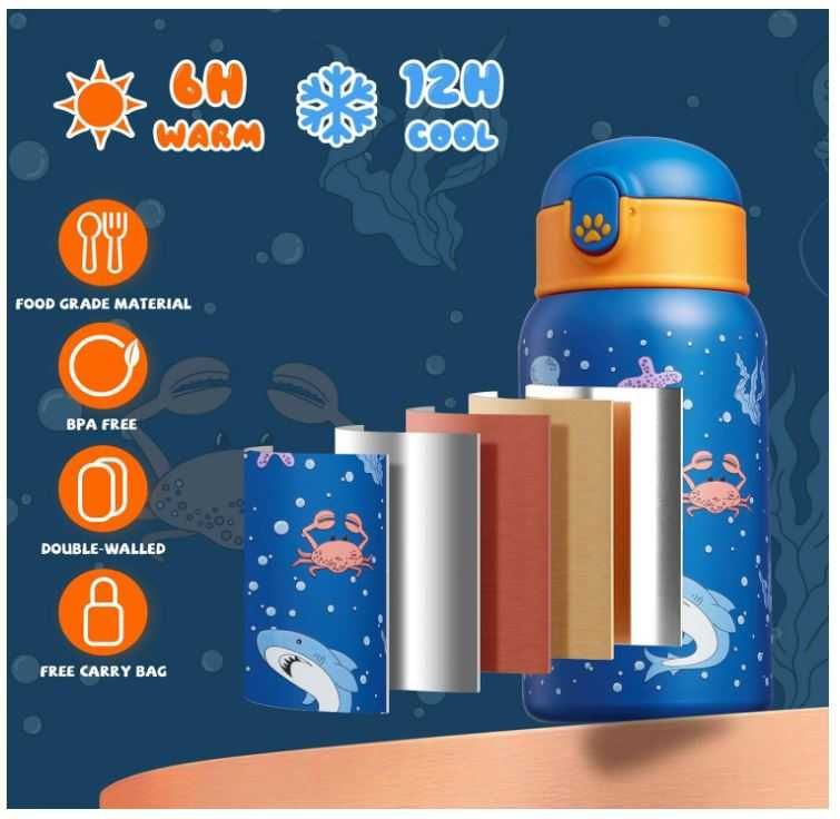 Dziecięca butelka/termos na wodę 500ml wzór morze