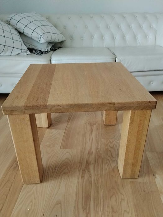 Stol stolik lawa debowy debowa lity dab  gruby blat drewno jasny