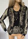 Roberto Cavalli komplet sweter bluzka czarny złoty elegancki wełniany