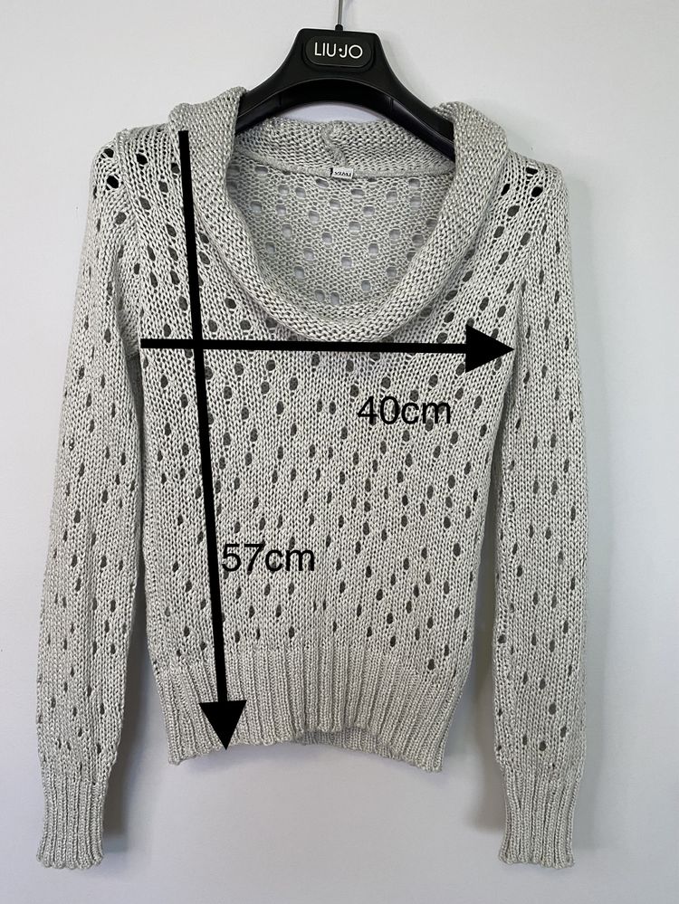 Sweterek, sweter damski z dziurami szary