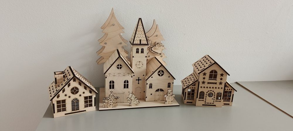 Wioska bożonarodzeniowa domki LED