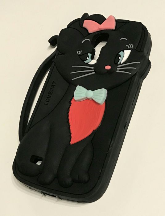 Gumowe Etui 3D Case Kotek Czarny Samsungi 13x6,8cm Obudowa Do Telefonu