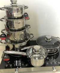 Набор посуды 12 предметов zepline кастрюли и сковорода с крышками