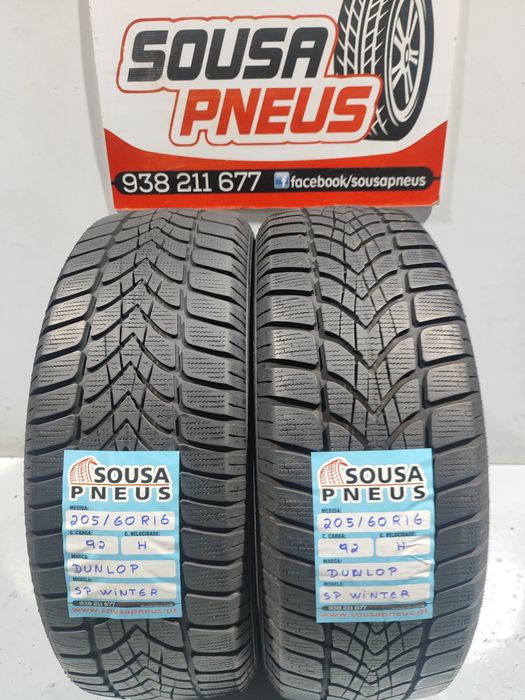 2 pneus semi novos 205-60R16 Dunlop - Oferta dos Portes