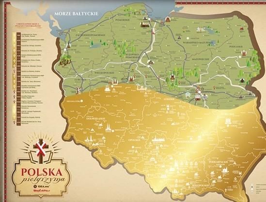 Mapa Zdrapka - Travel Map Polska Pielgrzyma