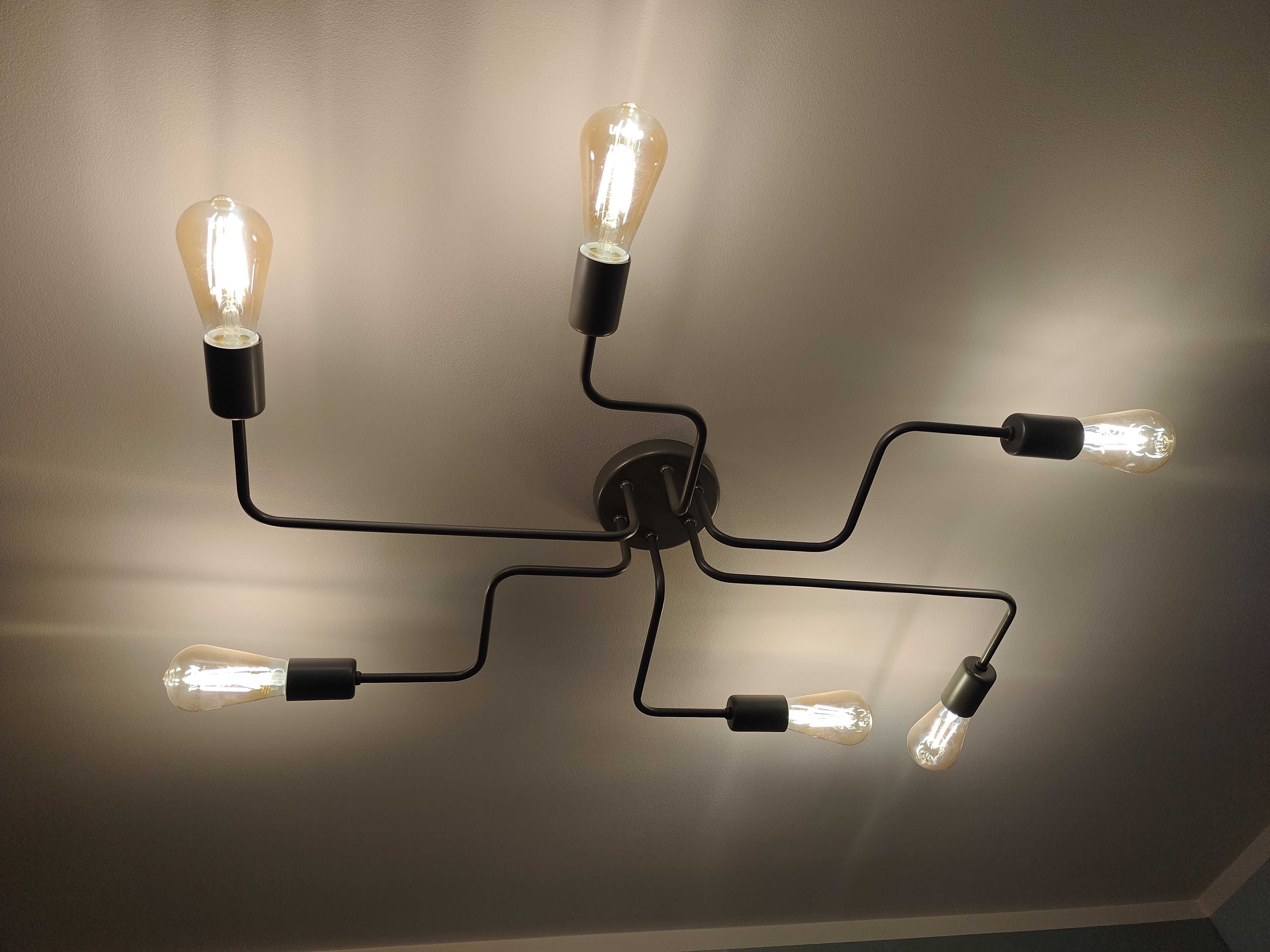 lampa sufitowa żyrandol pająk loft szara 6 ramion
