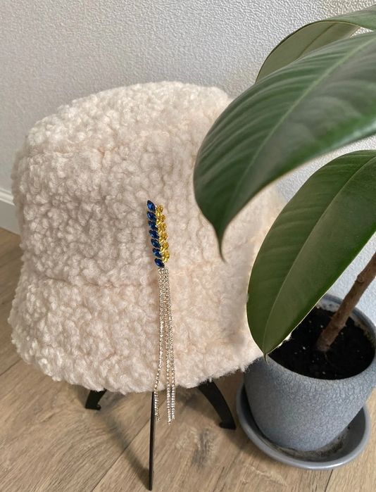 Брошка у вигляді колоска жовто-блакитна