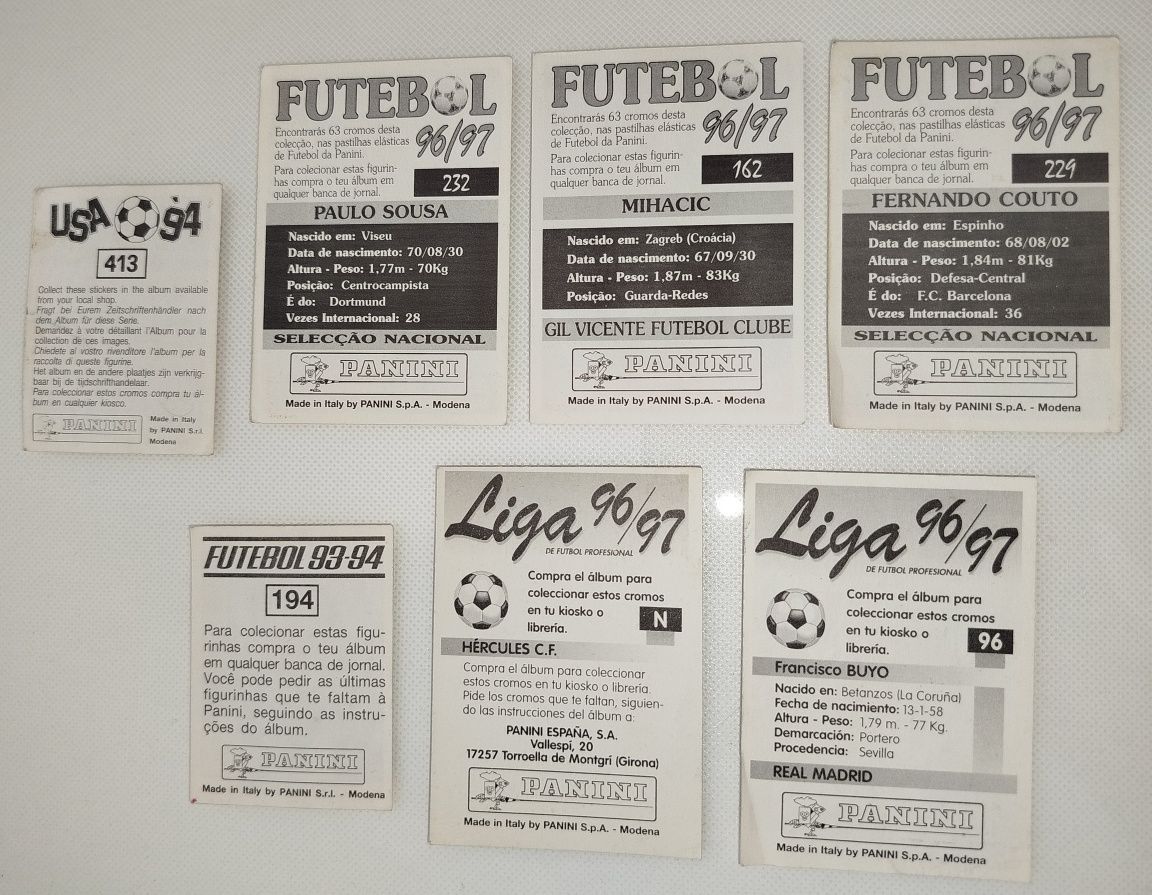 Lote de 7 Cromos de Futebol
