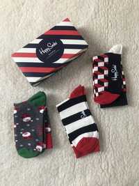 Zestaw 3 pary świąteczne długie skarpety we wzorki Happy Socks