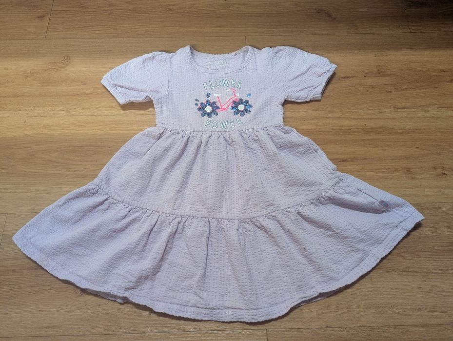 Urocza fioletowa długa sukienka 92-98 dziewczynka cekiny kwiaty