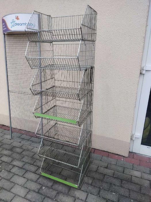 Kosz nastawny srebrny regał kosze