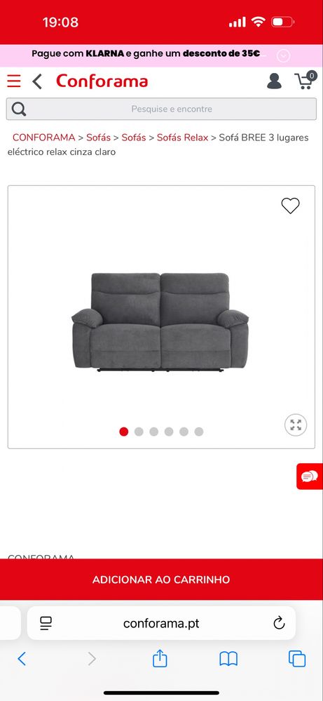 Sofá elétrico conforama