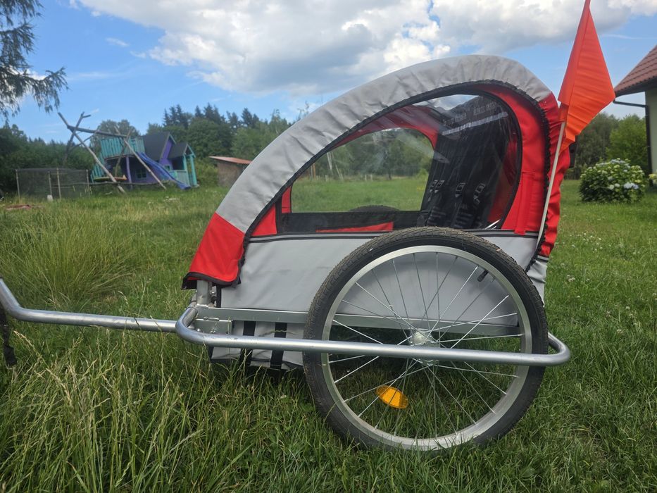 Przyczepka rowerowa dla dwójki dzieci