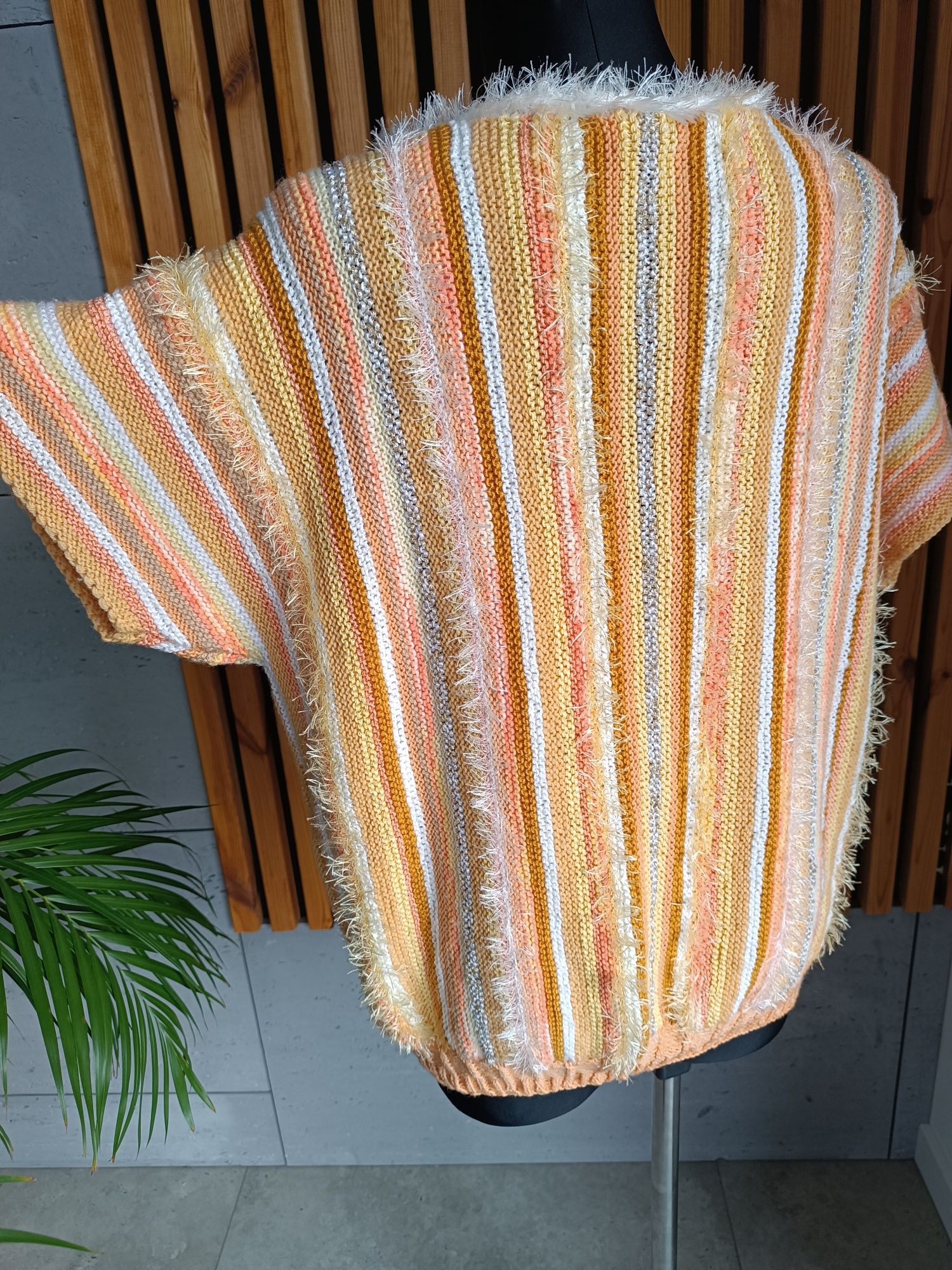 Sweter ręcznie robiony dziergany vintage r.2xl/3xl