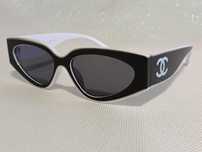 CHANEL nowe damskie czarno białe okulary przeciwsłoneczne logo