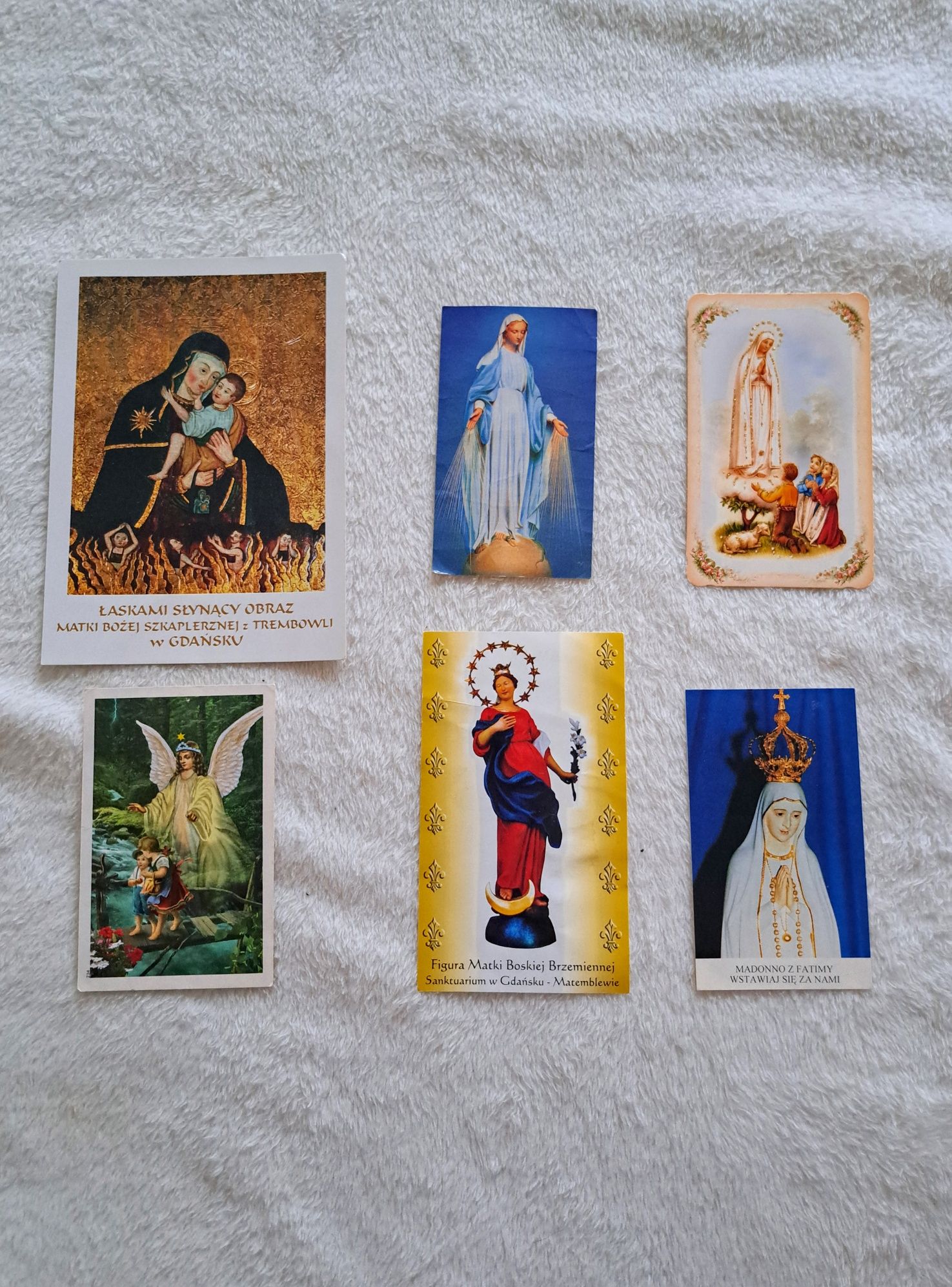 Obrazki z modlitwami do Matki Bożej i Anioła stróża