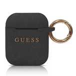 Etui Guess Silikonowe Glitter Czarne Do Airpods 1, 2 Z Pierścieniem
