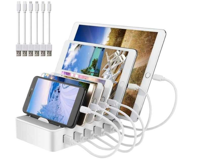 Stacja ładująca z 6 portami 60 W USB A/B/C/lightning Samsung Apple