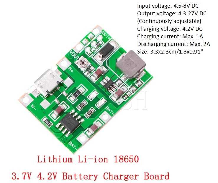 Контролер заряду Li-ion аккумуляторів Type C microUSB dc-dc