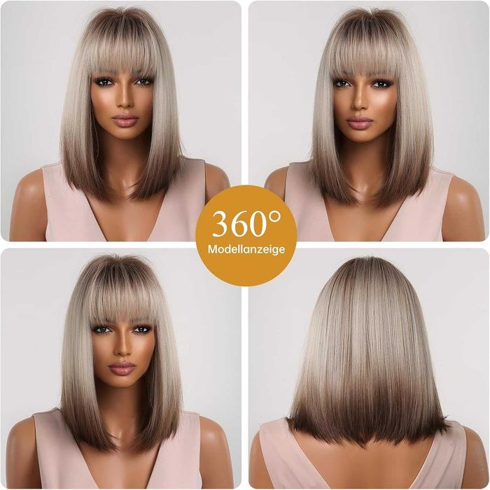 Peruka Ombre Blond Brązowa Bob