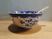 Miseczka do zupy z łyżką japońska porcelana vintage
