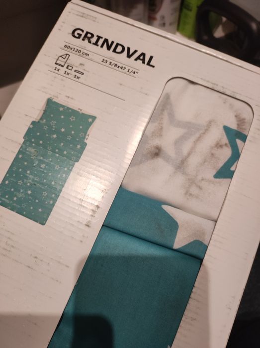 Ikea Grindval Komplet Pościeli Turkusowy 60X120, 110x125