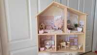 Domek drewniany dla myszek maileg małych lalel mebelki zestaw