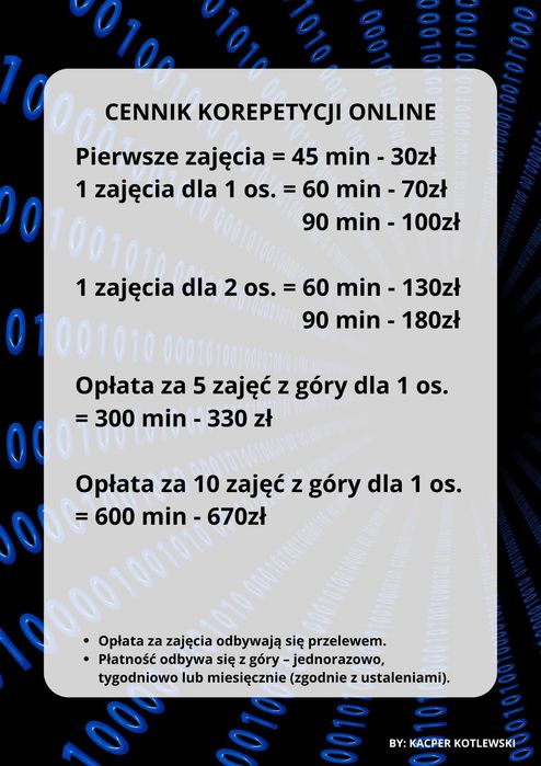 Korepetycje - Informatyka, Zadania, Programowanie, AI, NoCode - Online