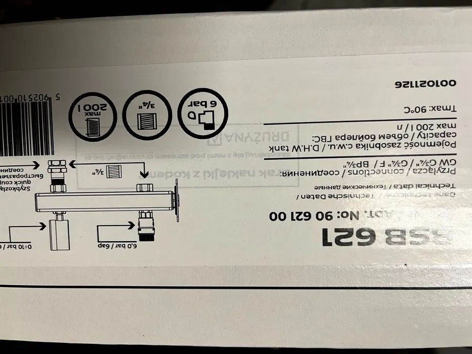 Grupa bezpieczenstwa afriso belka cieplej wody uzytkowej cwu 6 bar