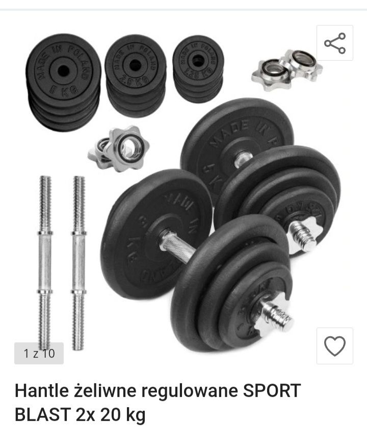 Żeliwne hantle 2 x 20kg