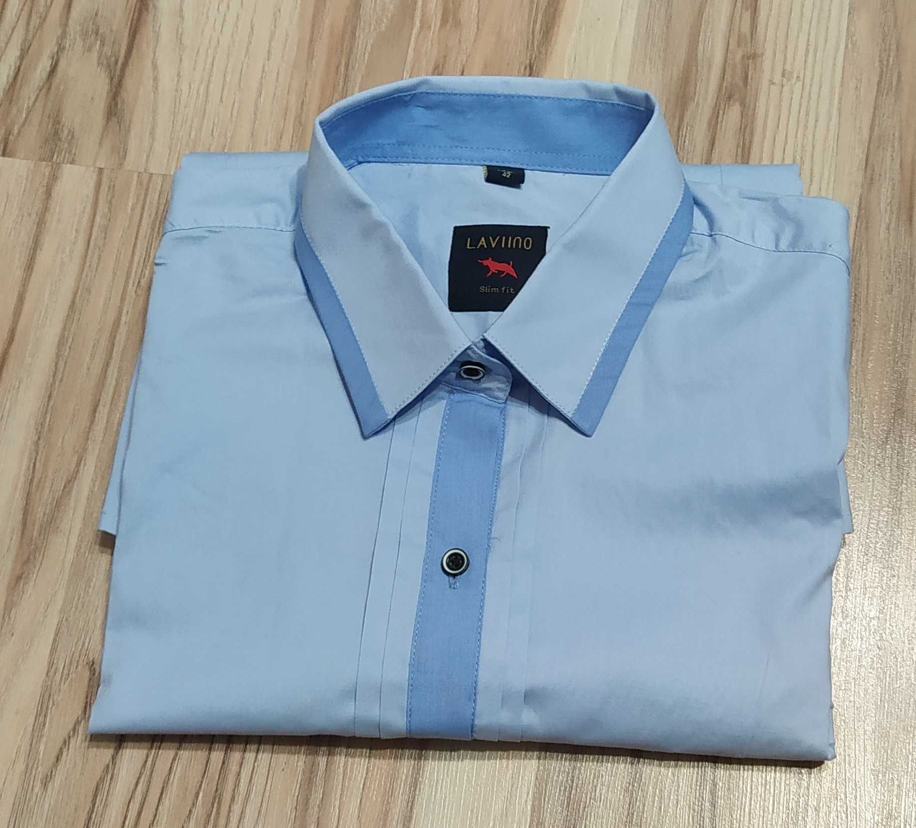 Błękitna bluzka koszulowa r.40