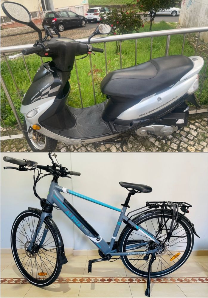 Peugeot Scooter 50cc + Bicicleta Elétrica Alpha Argento