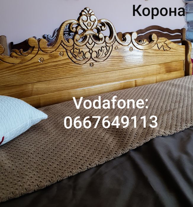 Ліжко дерев'яне,двоспальне,160/200,ясен,різьба ручної роботи