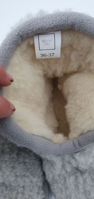 Bambosze owcza wełna wełniane ciepłe 36/37 szare