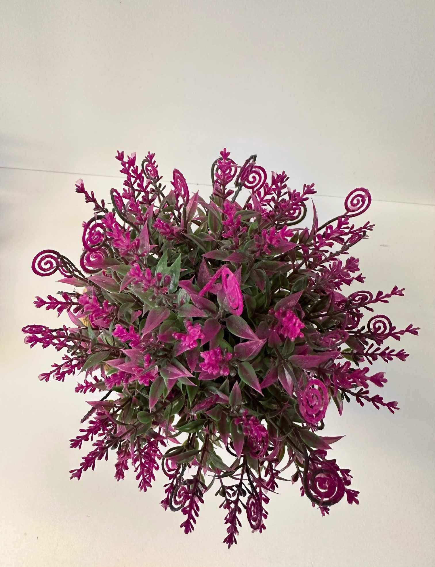Sztuczny kwiatek w metalowej doniczce, 12 x 18 cm, nowy