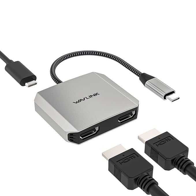 Адаптер WAVLINK USB C на два HDMI – концентратор USB C 3 в 1  4K-60 Гц