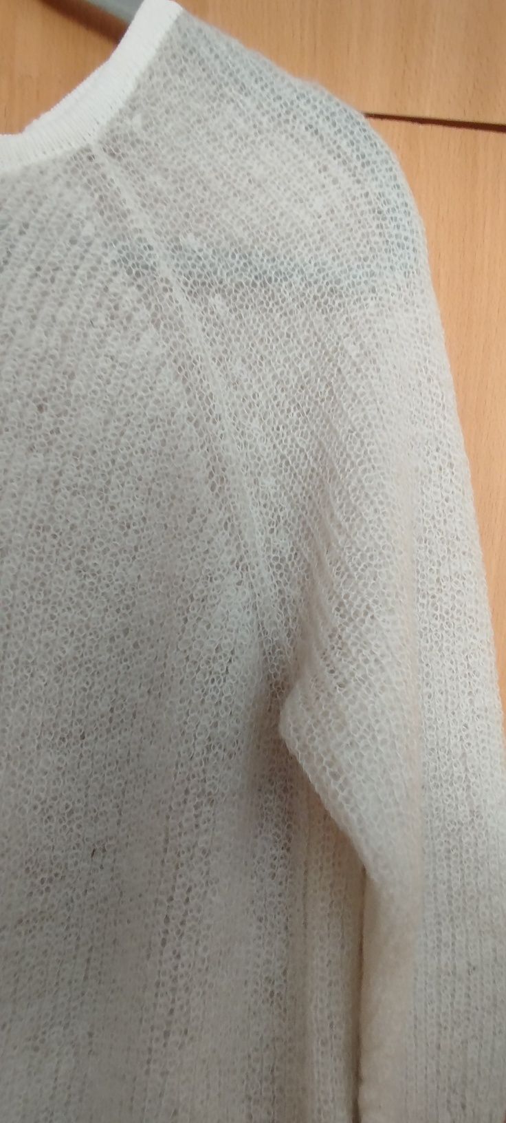 Sweterek cienki ,mohair 12 RIVER ISLAND białokremowy