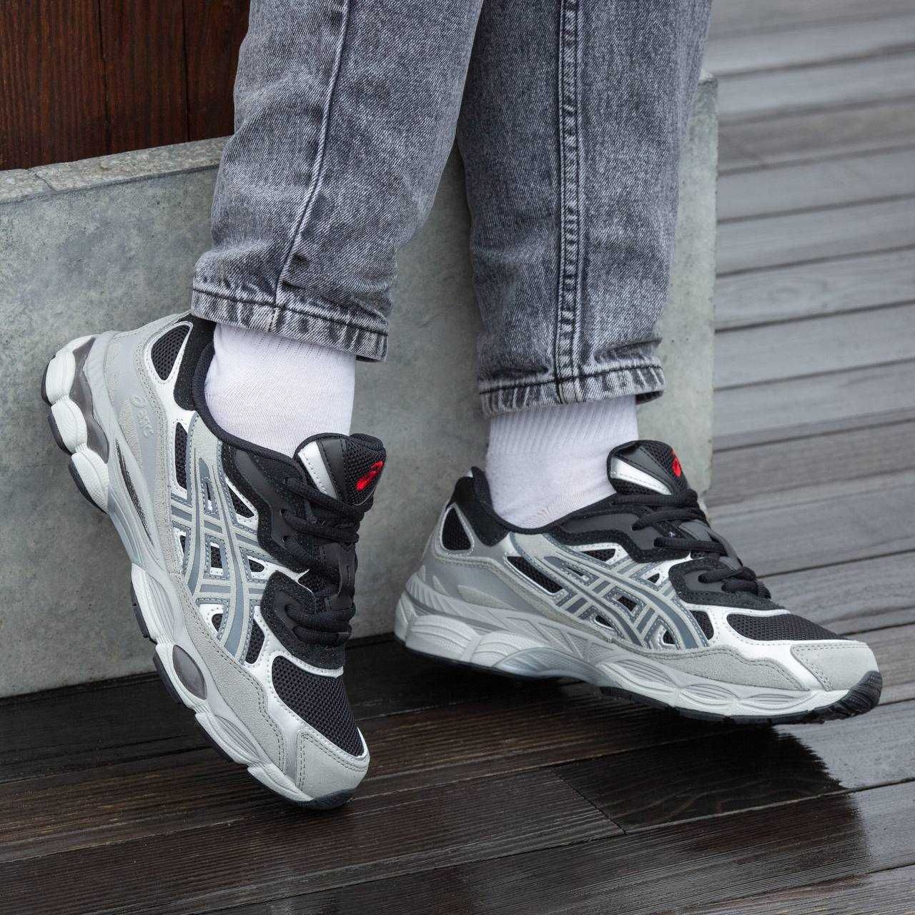 ‼️НОВІ Кросівки Asics Gel NYC Silver Black Red