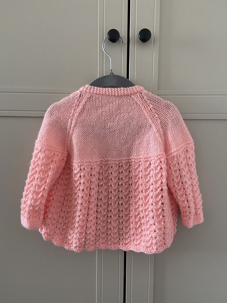 Sweterek wełniany dla dziewczynki handmade 86/92