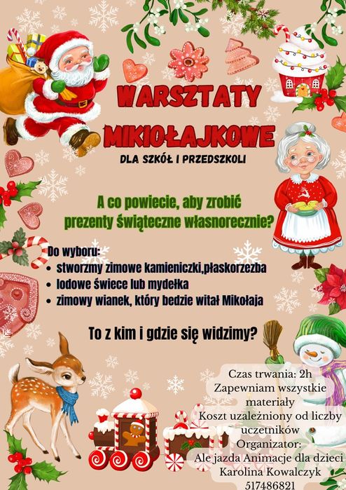 Bal Andrzejkowy/ warsztaty/ mikolajki/Animator/ dmuchaniec/ dla dzieci