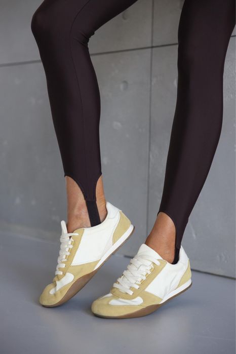 Шоколадні лосини зі штрипками, гладкі коричневі легінси, S, M, L