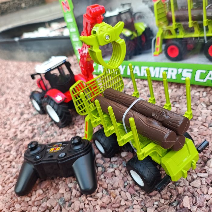 Трактор на радіокеруванні,трактор з причепом на пульті, металевий