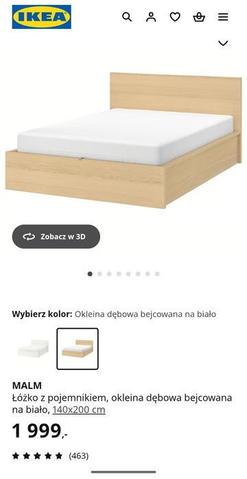 Łóżko z pojemnikiem, Ikea, 140x200