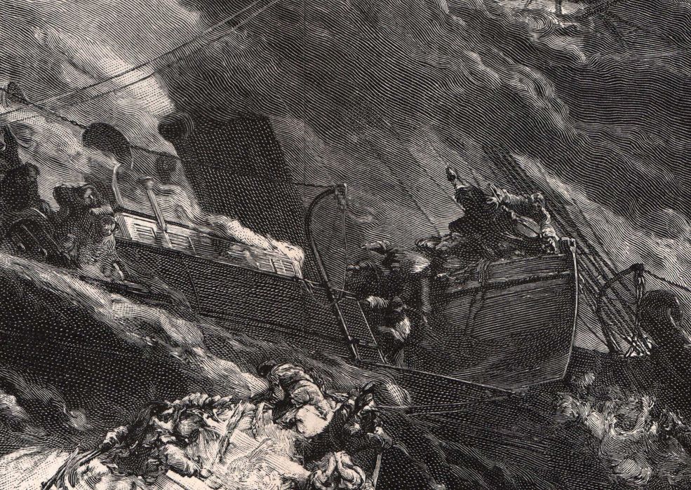 Eugène Isabey: Katastrofa SS Austria. Duży drzeworyt 1903 r. oryginał